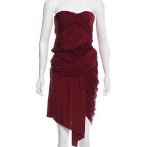 Carven Red, one shoulder Draped dress